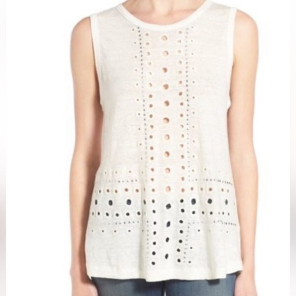 Rebecca Minkoff embellished linen tank, size small